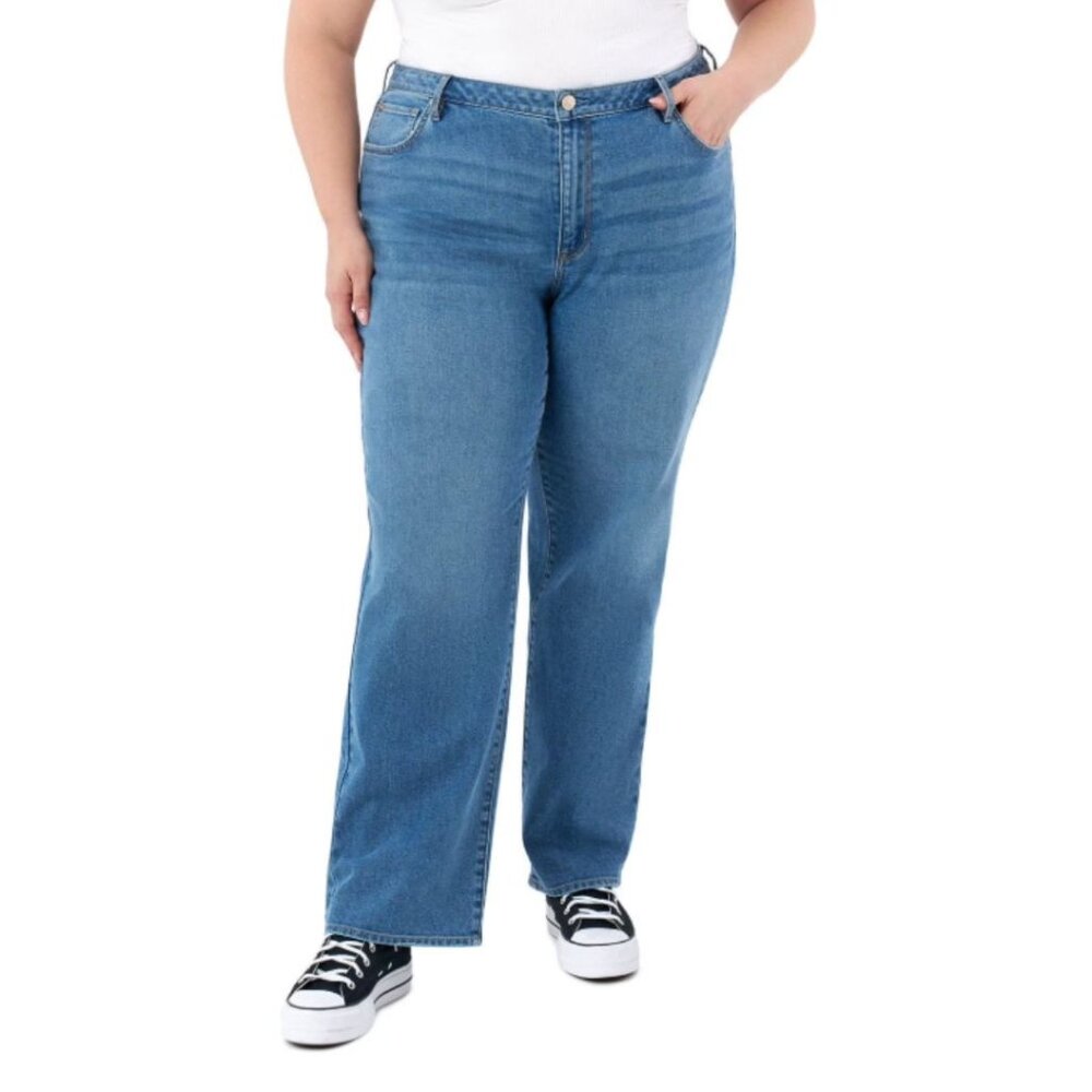 NWT Seven7 Women's High Rise Loose Straight Jean Medium Wash Size 22W